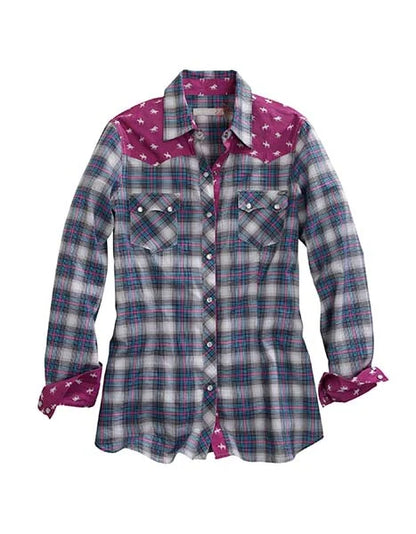 Tin Haul 00167 Star Ombre Plaid (Blue) - Women's Western Shirt