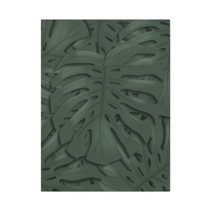 Deep Green Monstera Canvas Print – Botanical Wall Art