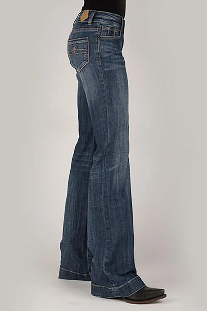 Tin Haul 460 Ella Fit Double Gold Loop Pocket ( Denim Dark Wash ) - Women's Jeans