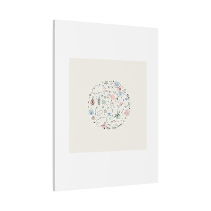 Doodle Circle Line Drawing Matte Canvas, Hand-Drawn Sketch Art