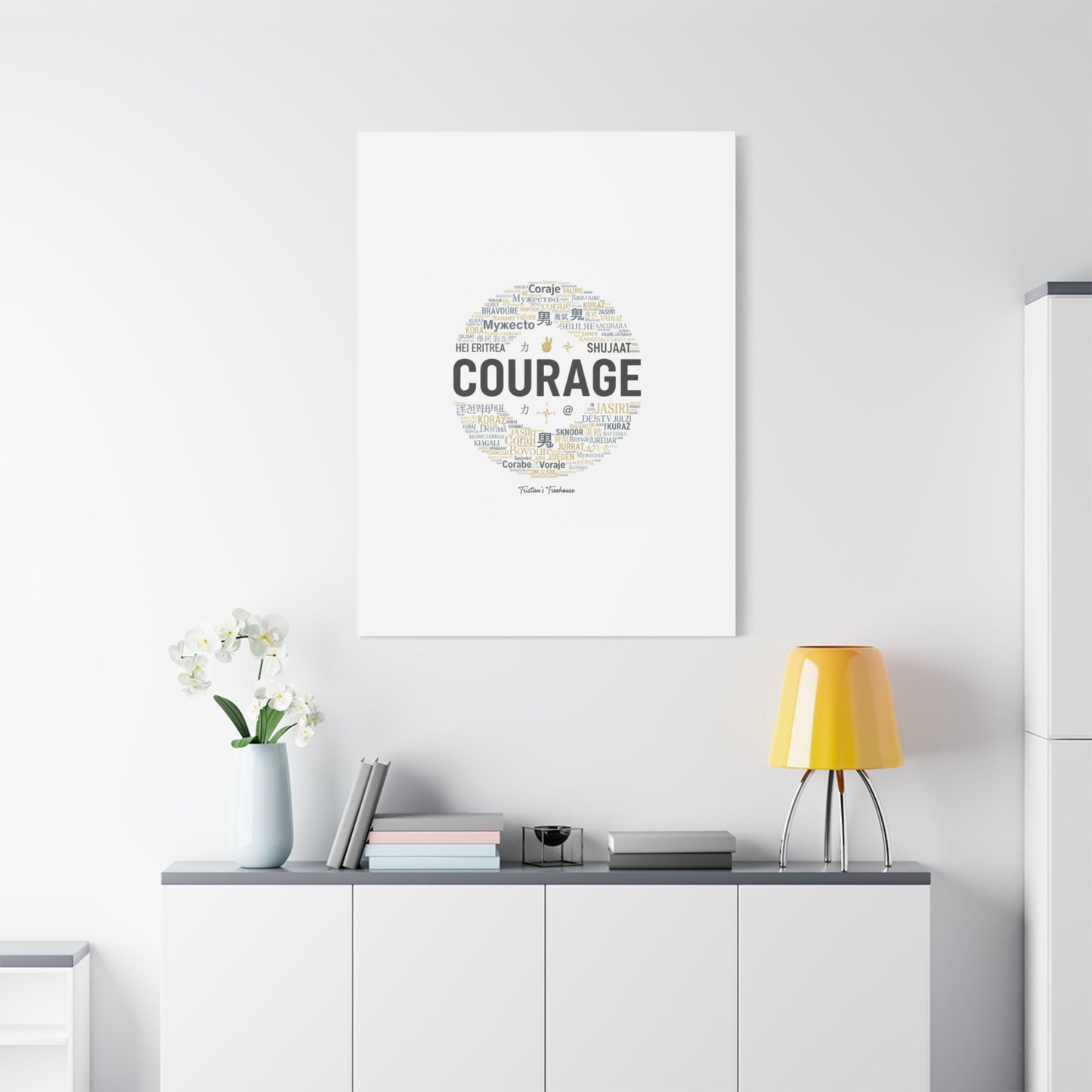 Courage Word Cloud Canvas | Fresh-Start Minimalism art print