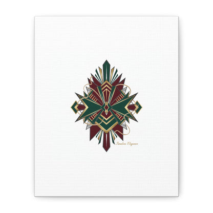 Art Deco geometric brass print Canvas | Neo-Deco chrome & gold fan motif