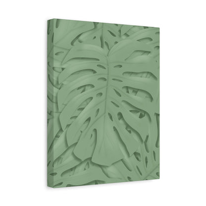 Sage Green Monstera Canvas Print – Botanical Wall Art