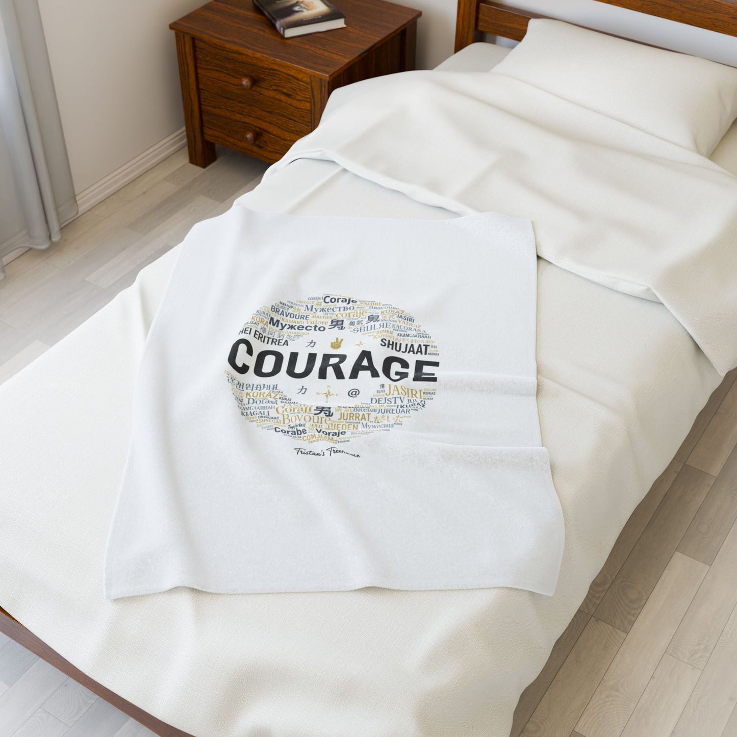 Courage word circle Velveteen Blanket | Fresh-Start minimal blank slate design