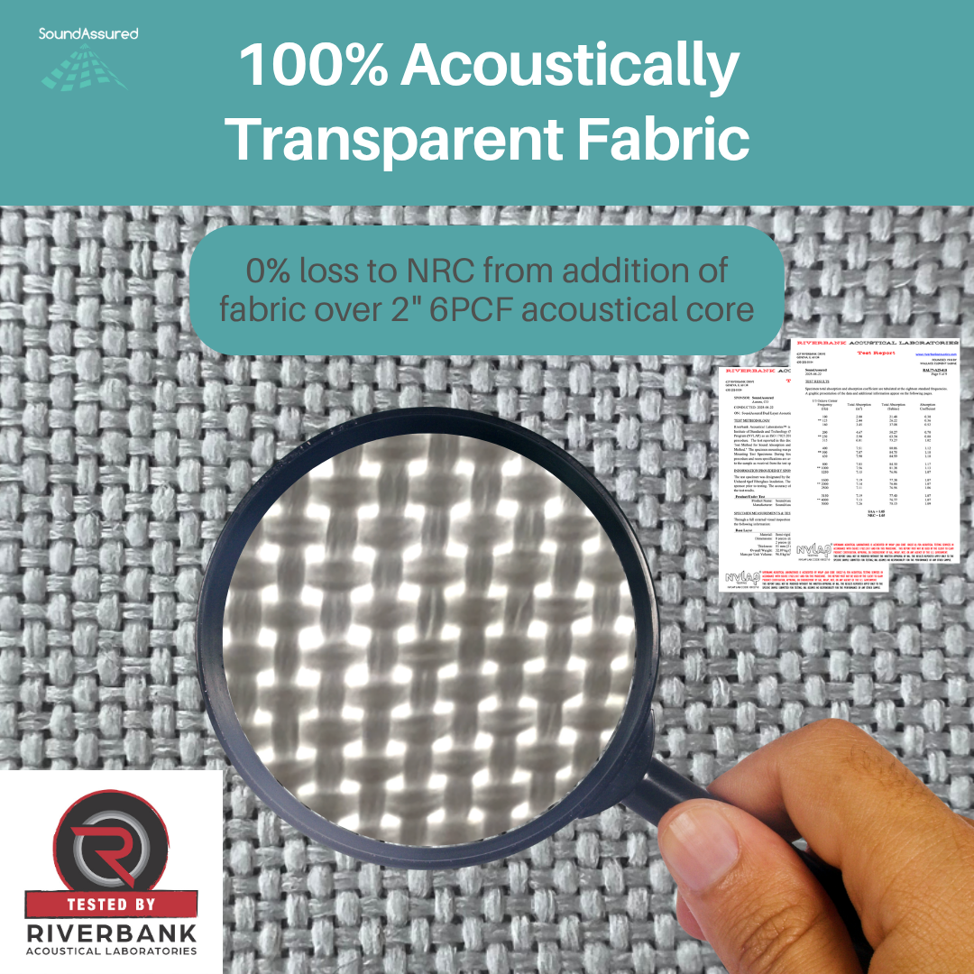 Fire Treated Acoustic Fabric - SoundAssured Dual Layer Acoustical Fabric (100% Acoustic Transparency)