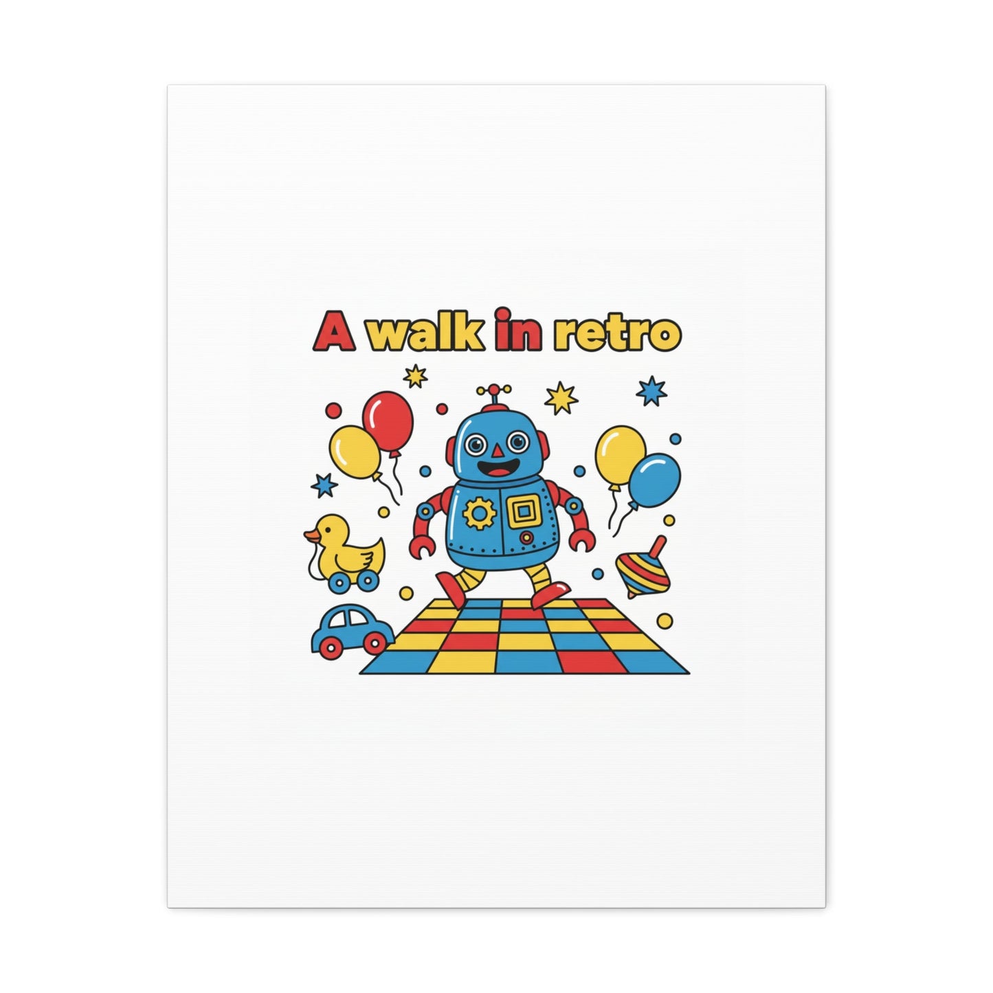Retro Toy Robot Canvas | Throwback Kid, Primary Color Nostalgia
