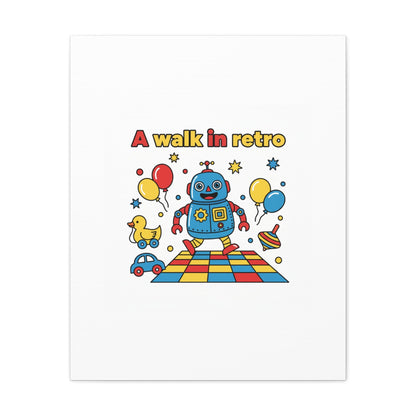 Retro Toy Robot Canvas | Throwback Kid, Primary Color Nostalgia