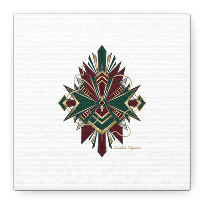 Art Deco geometric brass print Canvas | Neo-Deco chrome & gold fan motif