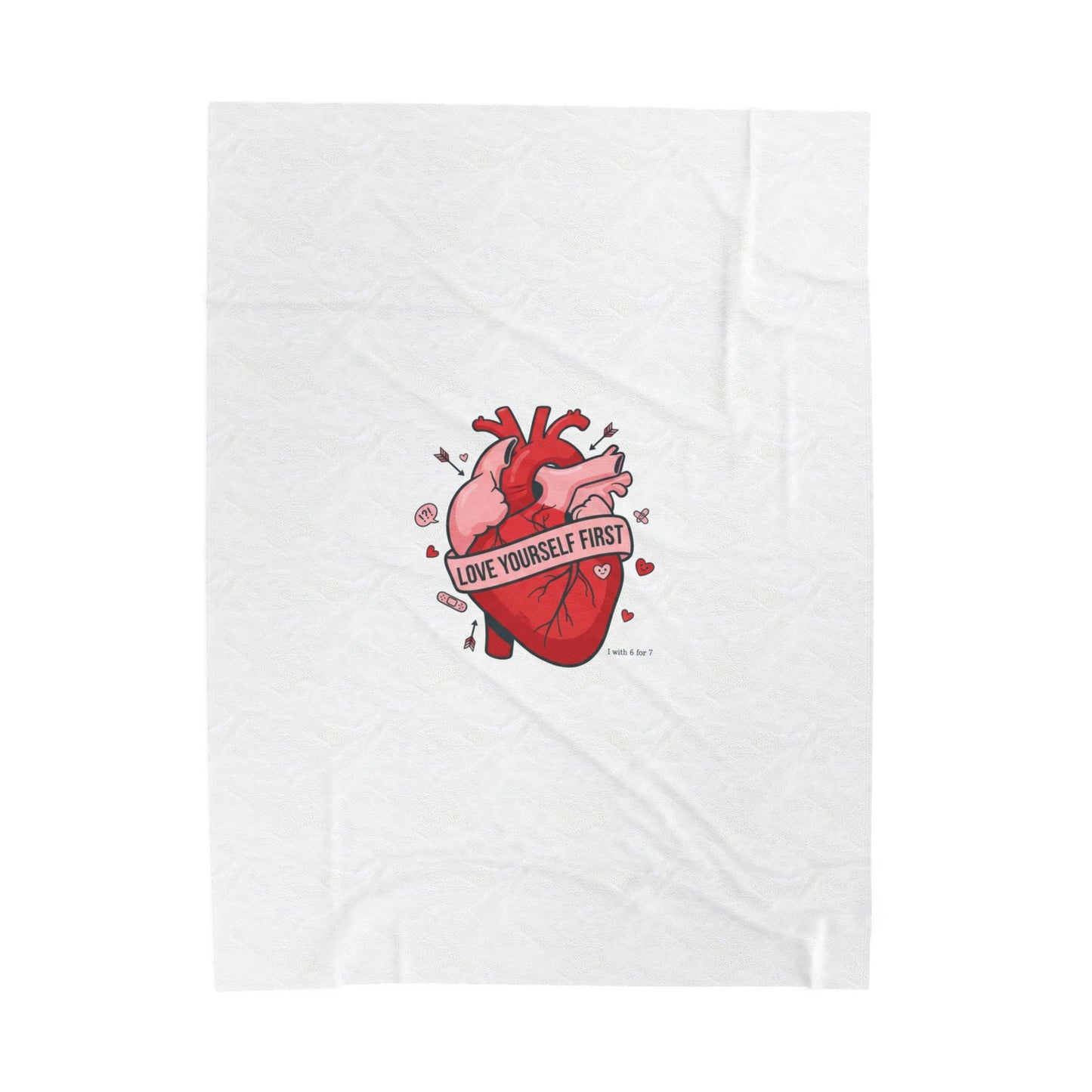 Love Yourself First Heart Illustration Velveteen Plush Blanket, anti‑Valentine, edgy heart