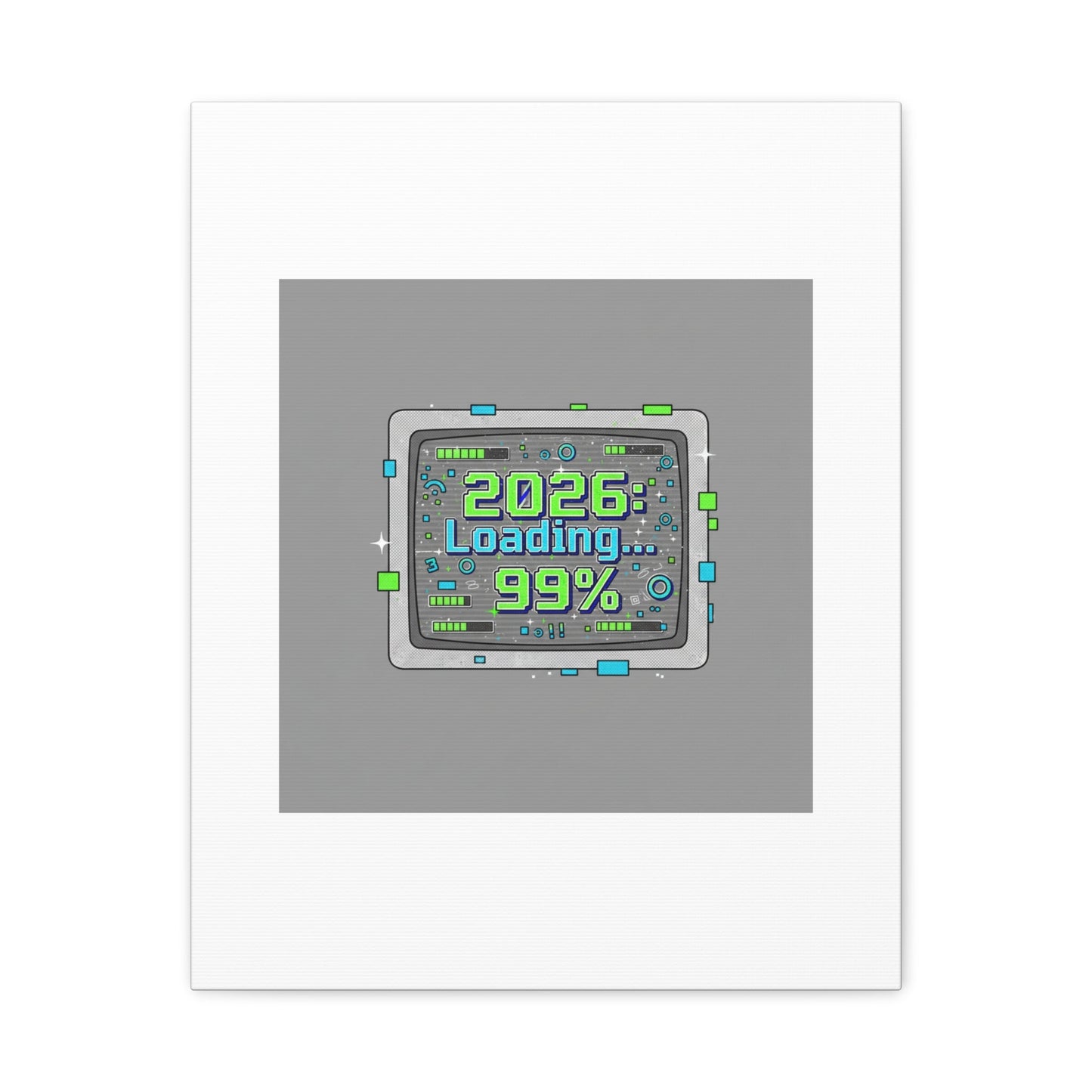 2026 Loading 99% Canvas | NYE countdown, retro system interface