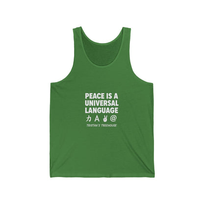 Peace Is a Universal Language Tank Top – Graphic Message Muscle Tee