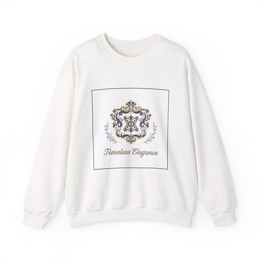 Ornate Pin Emblem Crewneck Sweatshirt | brooch graphic, baroque print
