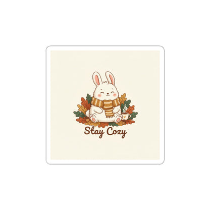 Stay Cozy Bunny Sticker | cozy critter sticker, winter forest art