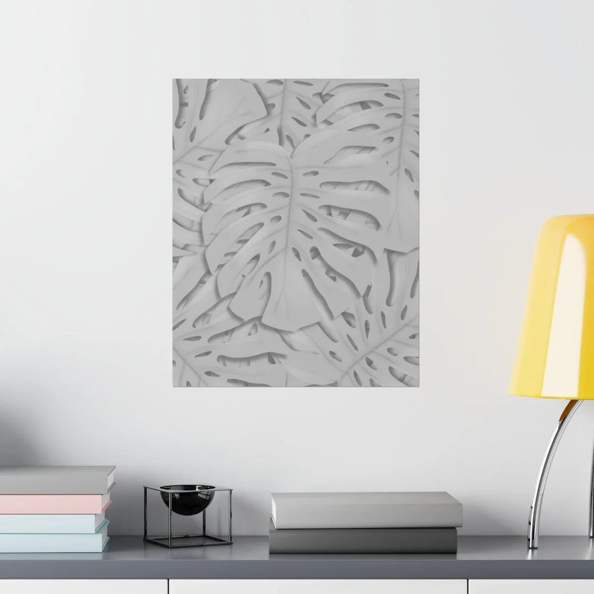 Soft Grey Monstera Botanical Print – Unframed Wall Art