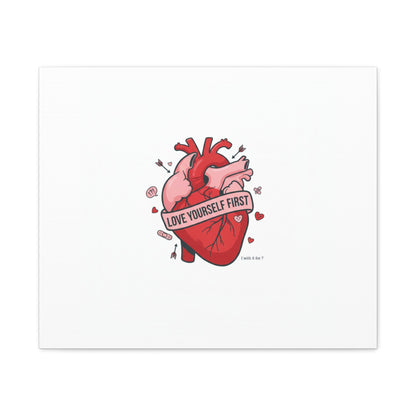 Love Yourself First Canvas, Hearts-with-a-Twist, Anti-Valentine Art