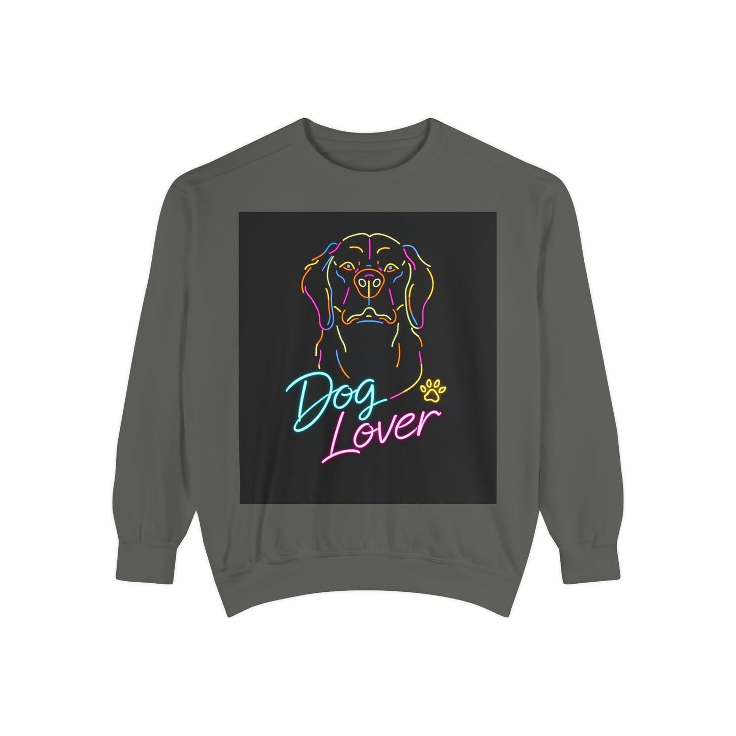 Dog Lover Sweatshirt — Neon Puppy Graphic Crewneck