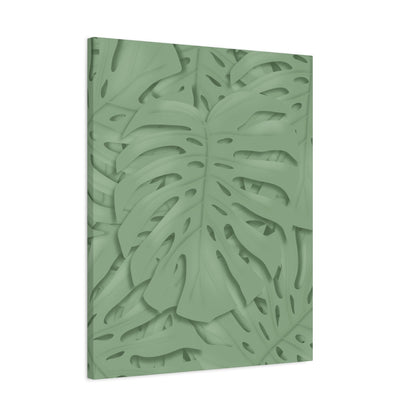 Sage Green Monstera Canvas Print – Botanical Wall Art