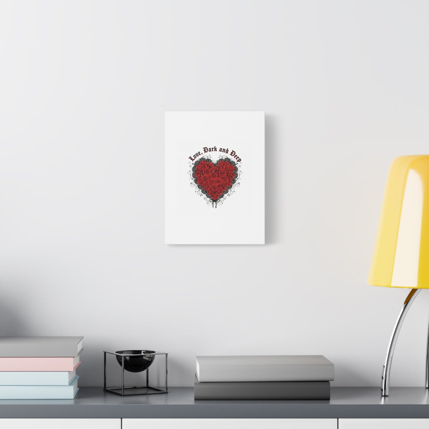 Love Dark and Deep Heart Canvas, Nu Romantic Gothic Romance, 80s Nostalgia