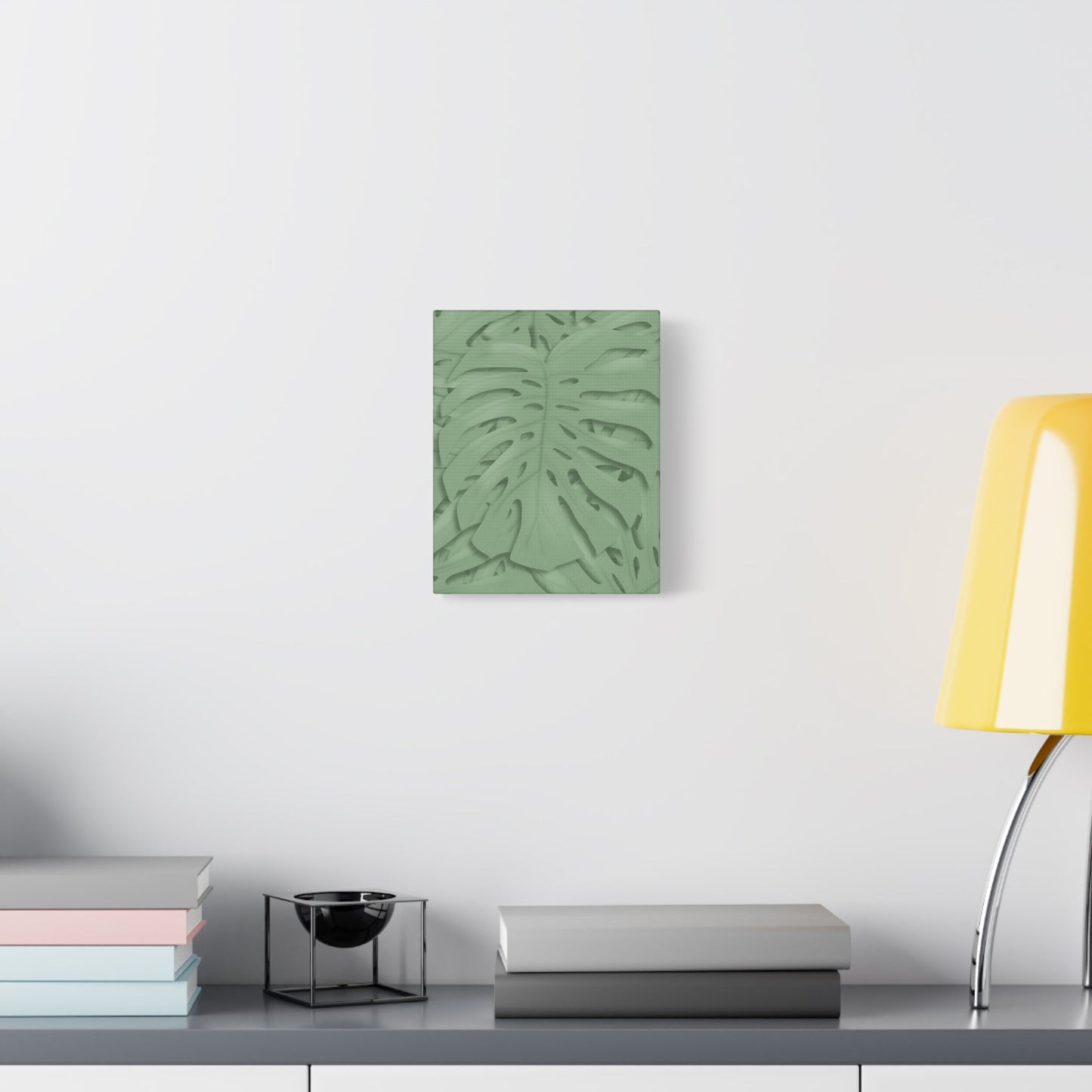 Sage Green Monstera Canvas Print – Botanical Wall Art