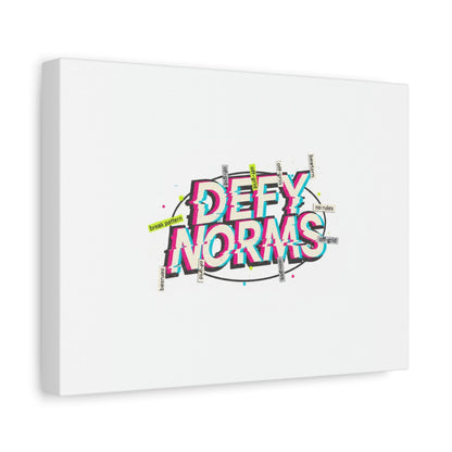 Defy Norms Canvas, Anti-Aesthetic Glitch Typography, Brutalist Poster Style