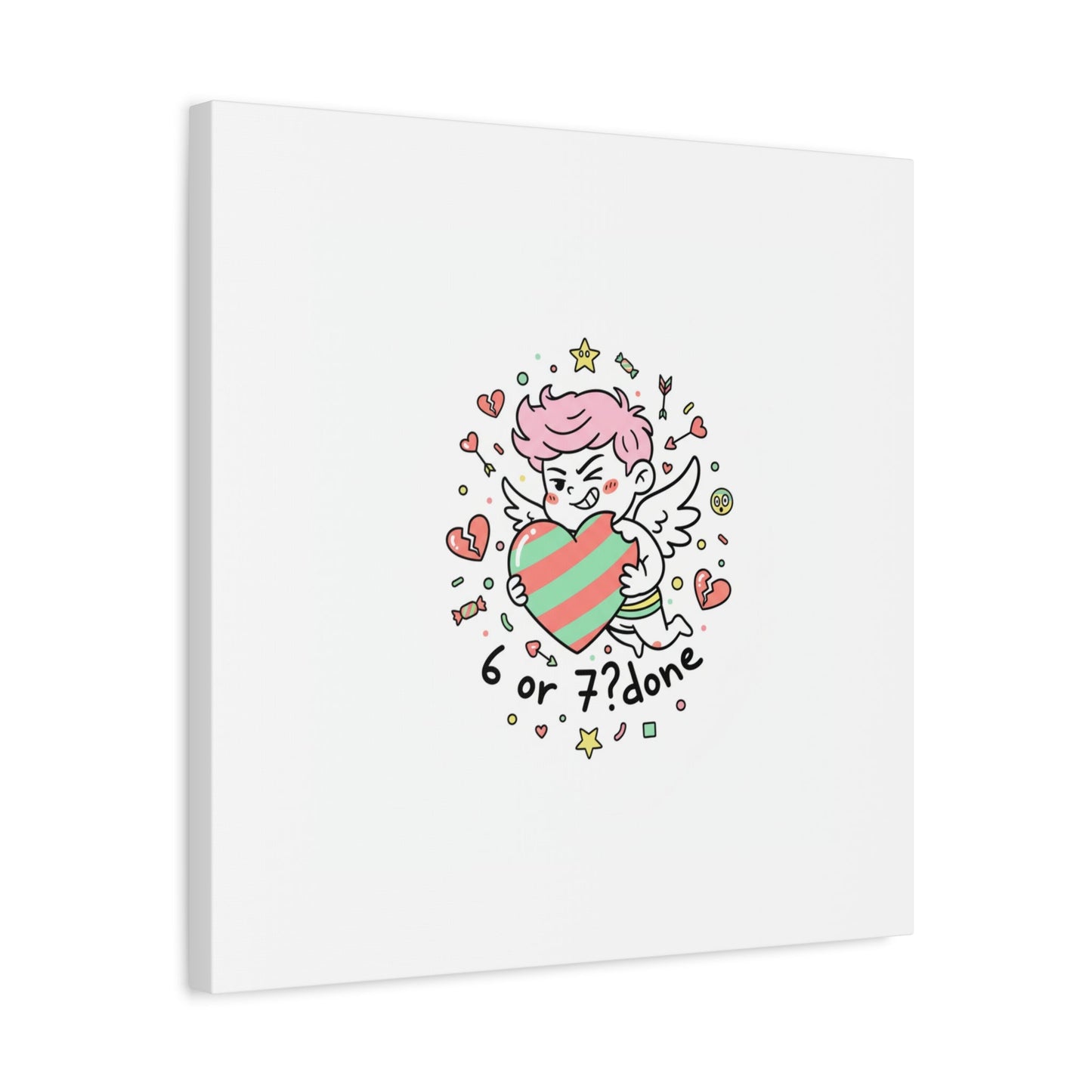 Weird Cupid heart illustration Canvas | Weird Valentine, quirky chaotic love