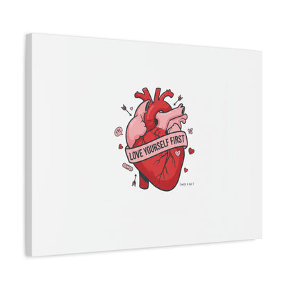 Love Yourself First Canvas, Hearts-with-a-Twist, Anti-Valentine Art