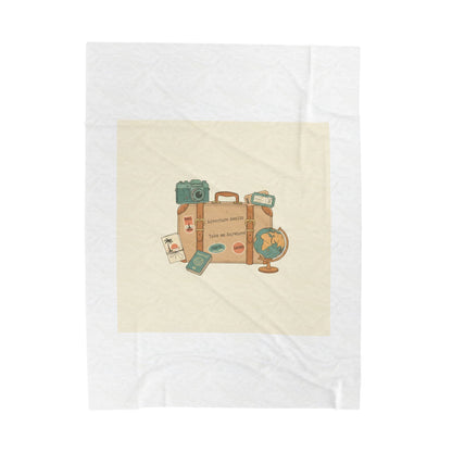 Wanderlust Postage Travel Stamp Blanket | Retro Postcard Vintage