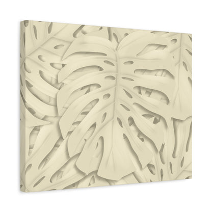 Beige Monstera Canvas Print – Botanical Wall Art