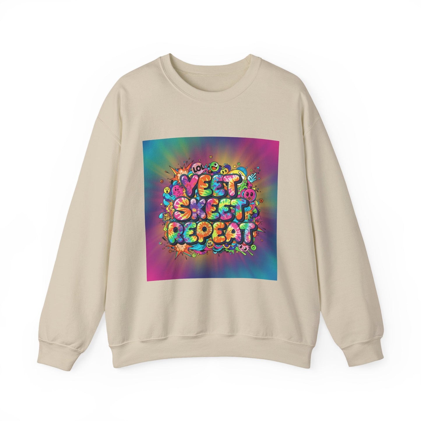 Yeet Sleep Repeat Sweatshirt | meme phrase, glitch graphic