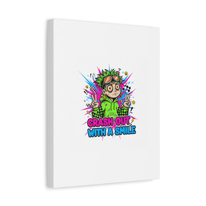 Crash Out With a Smile Canvas Print | Neon Skate Graffiti, Meme Meltdown Art