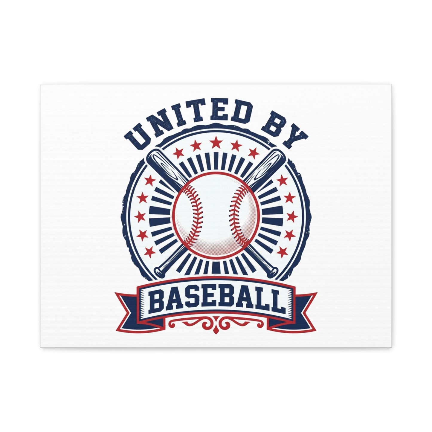 United by Baseball Canvas | Patriotic Baseball Graphic, Red White Blue Wall Art