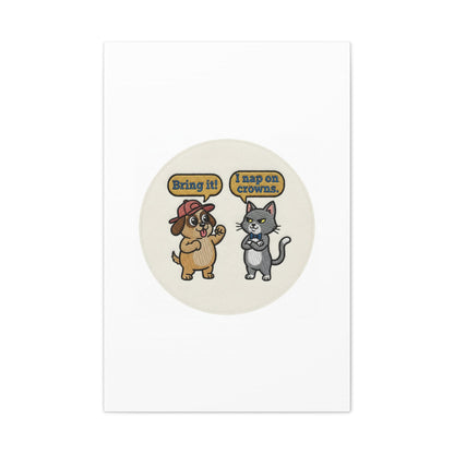 Funny Cat vs Dog Canvas | Pet Rivalry Wall Art