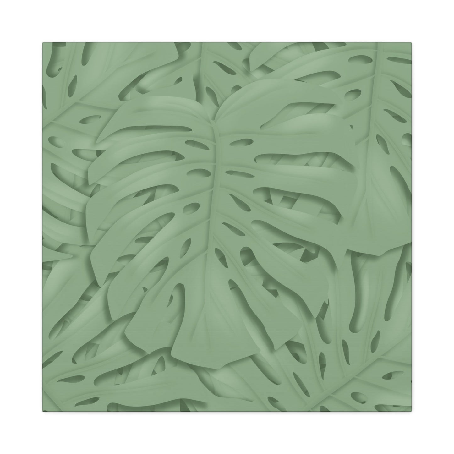 Sage Green Monstera Canvas Print – Botanical Wall Art