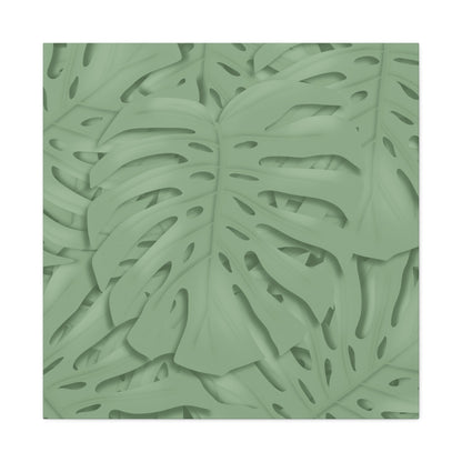 Sage Green Monstera Canvas Print – Botanical Wall Art