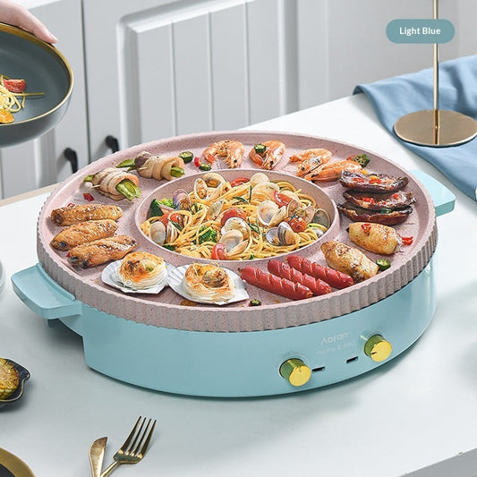 Multi-functional Hot Pot And Grill Combo Electric Barbecue Grill