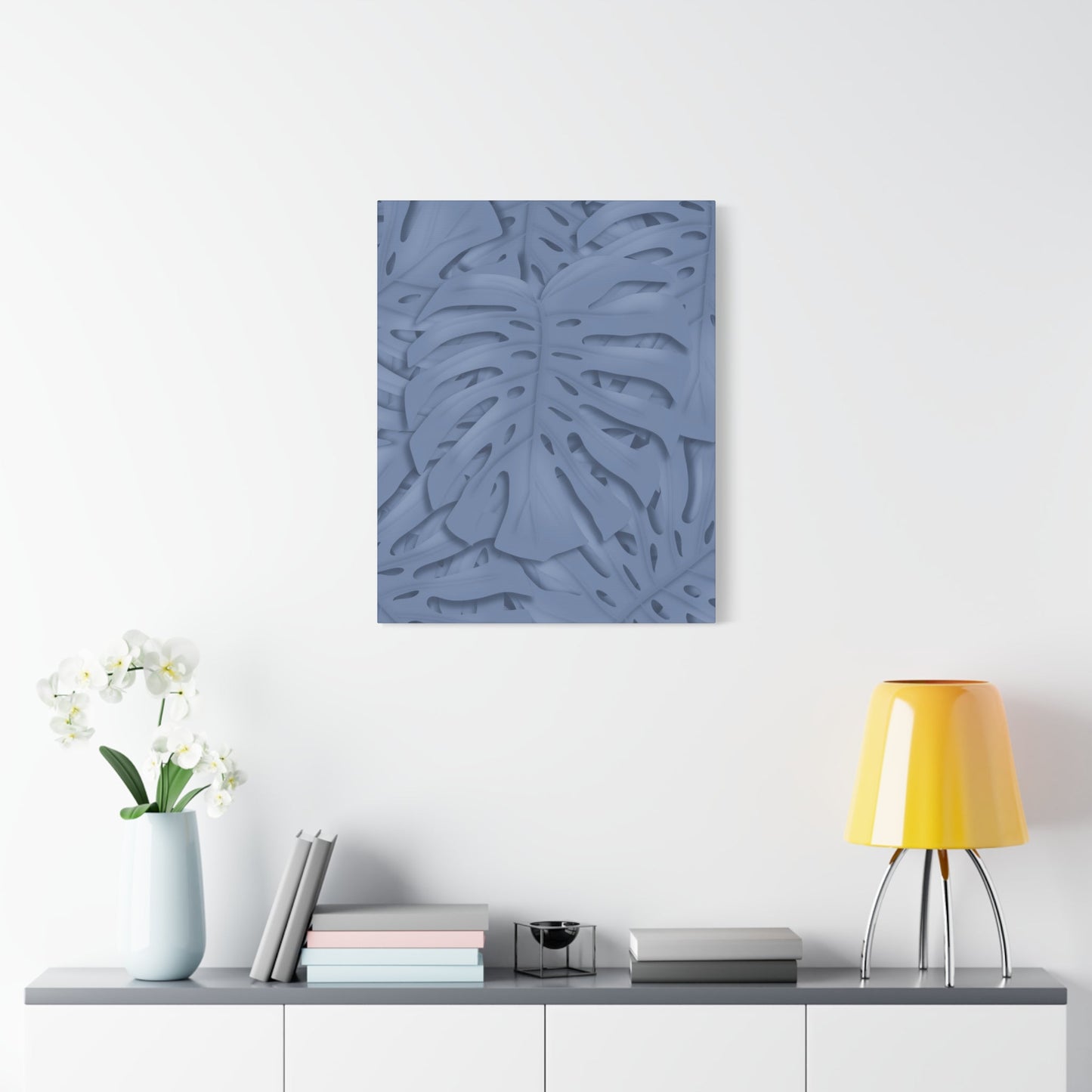 Blue Monstera Canvas Print – Botanical Wall Art