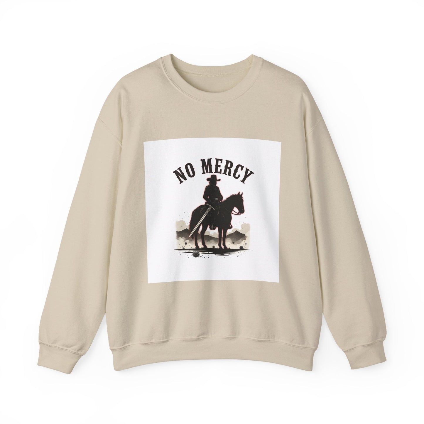 No Mercy cowboy silhouette Sweatshirt | western skull art, gothic Americana