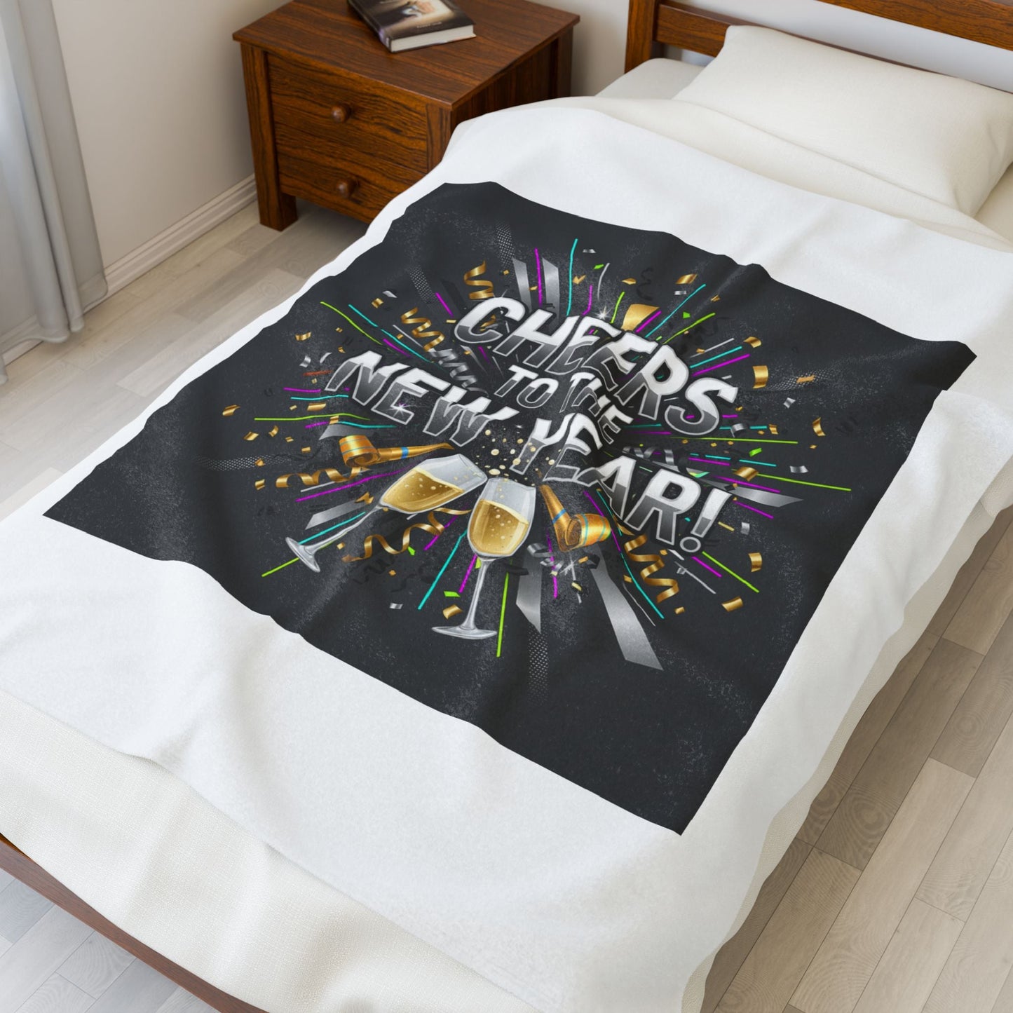 Cheers to the New Year! Plush Blanket | NYE countdown, champagne sparkle