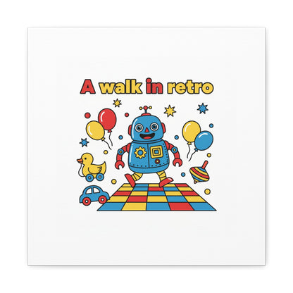 Retro Toy Robot Canvas | Throwback Kid, Primary Color Nostalgia