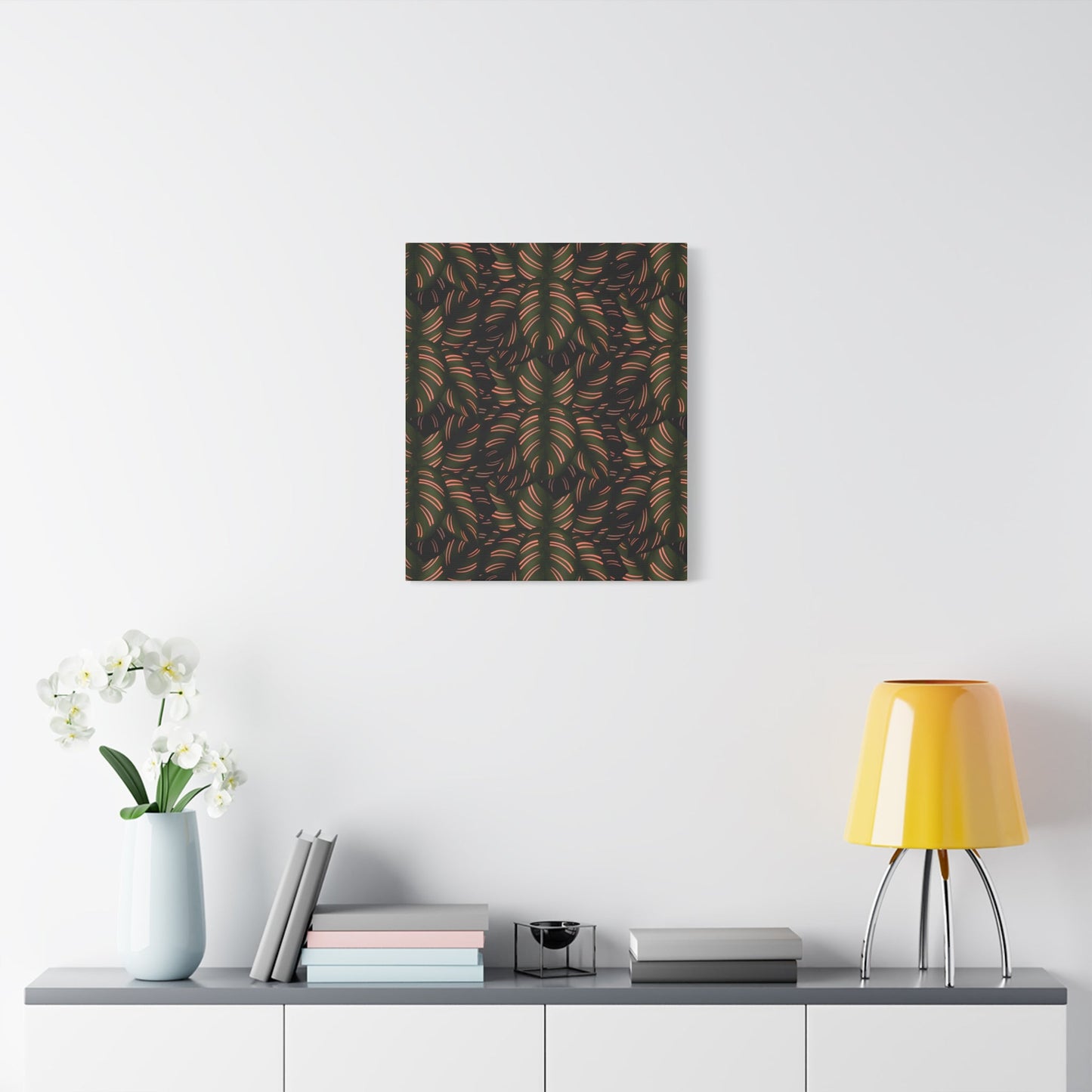 Calathea Pinstripe Pattern Canvas Print – Botanical Wall Art