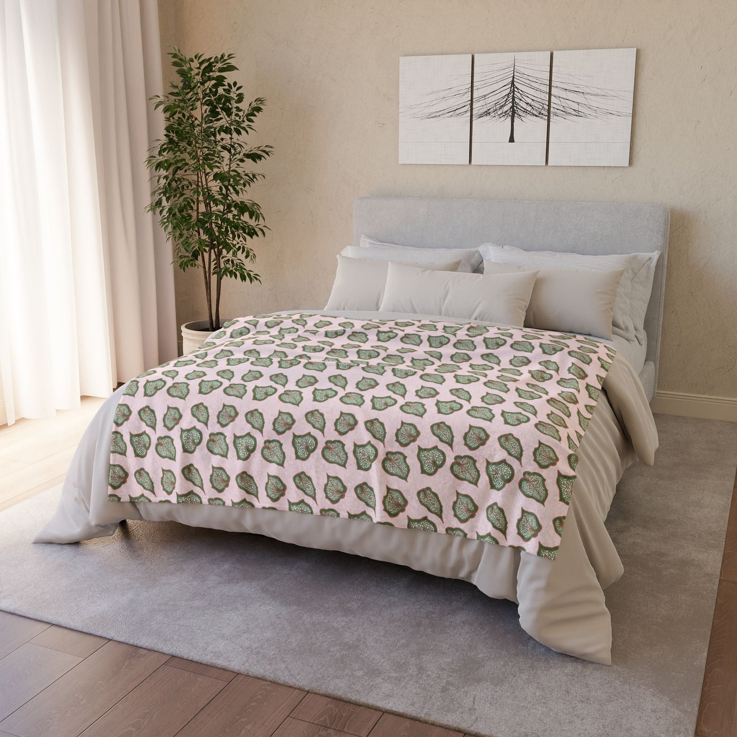 Begonia Pattern Cozy Fleece Throw Blanket