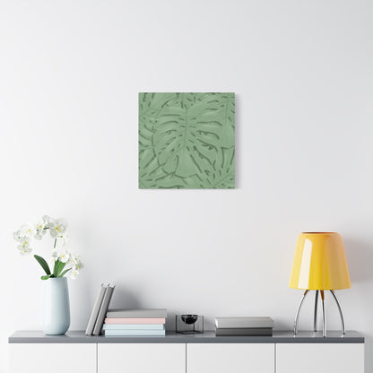 Sage Green Monstera Canvas Print – Botanical Wall Art