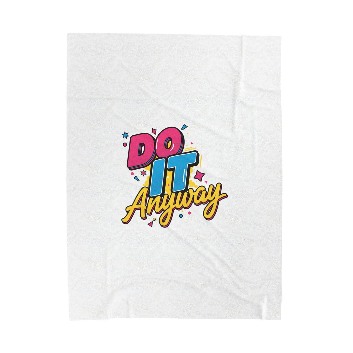 Do It Anyway Typography Velveteen Plush Blanket | Maximalist Stacked Type