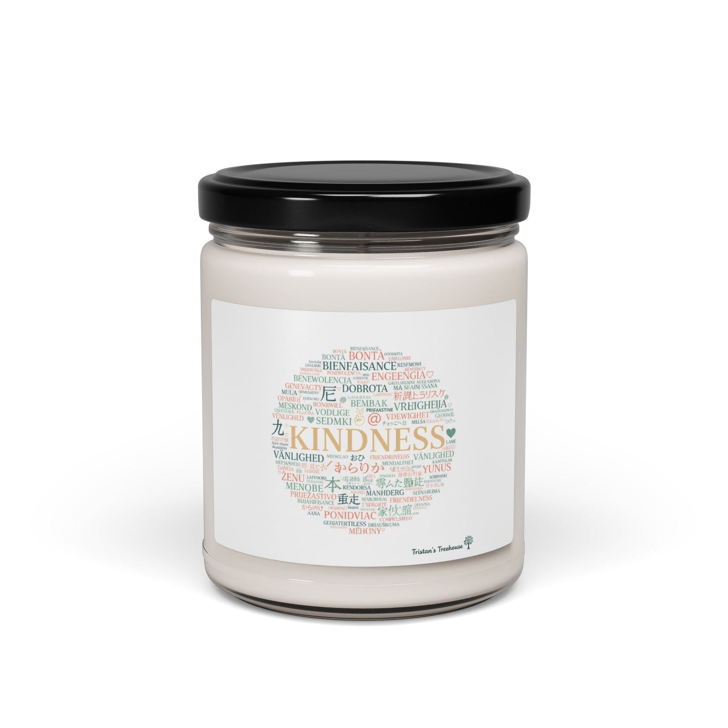 Kindness Word Circle Candle, Soy Scented Jar | Fresh Start Minimalism