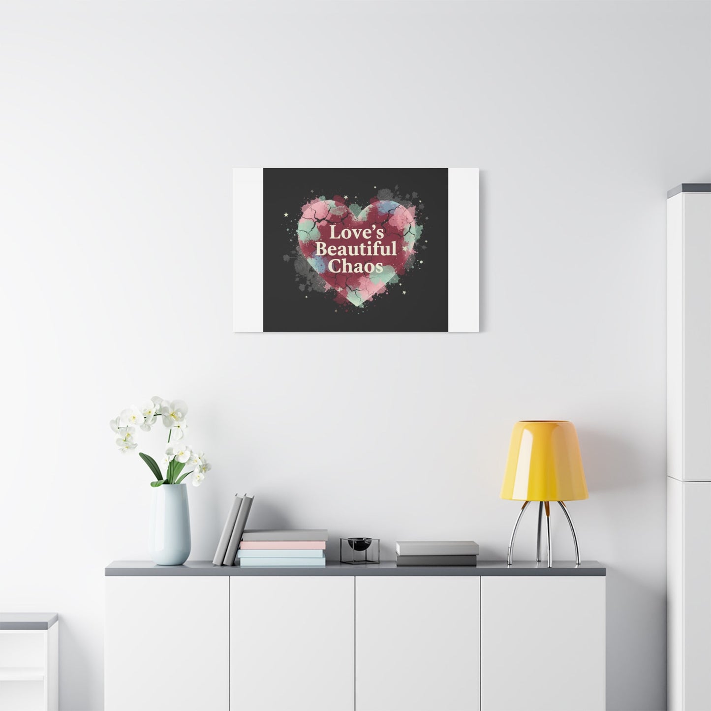 Love's Beautiful Chaos Canvas Print | Soft Grunge Hearts, Distressed Heart Art