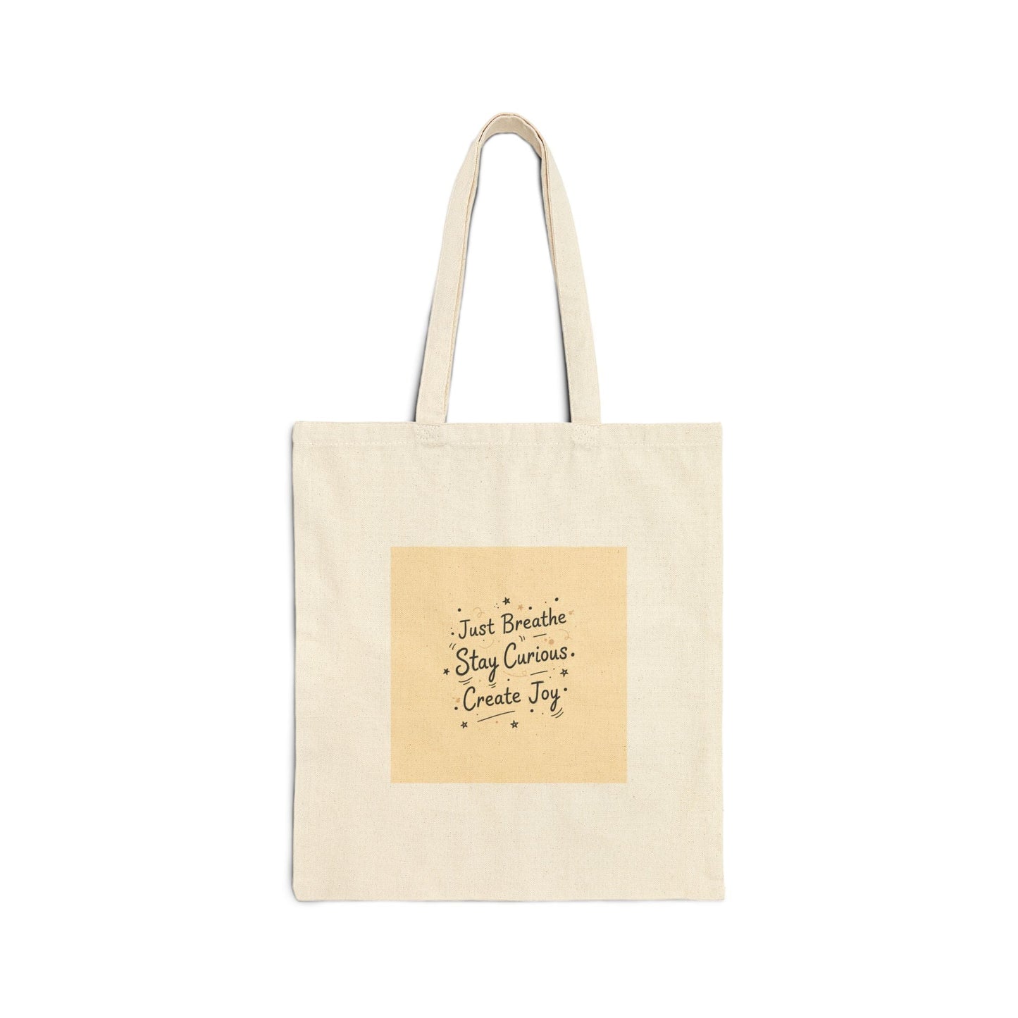 Just Breathe Stay Curious Create Joy Tote | messy handwriting, doodle text