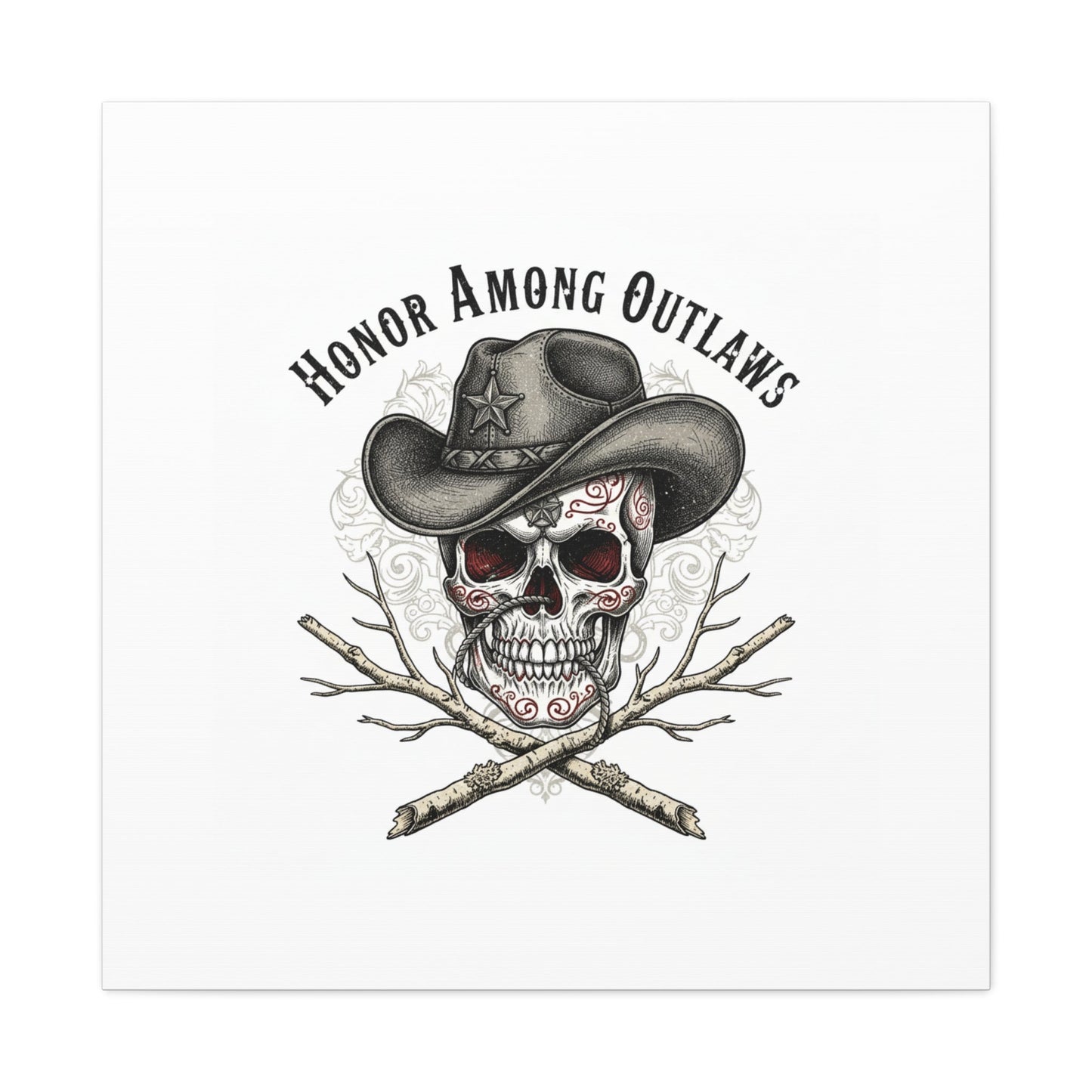 Honor Among Outlaws Canvas | Western Skull Art, Gothic Americana Desert Noir