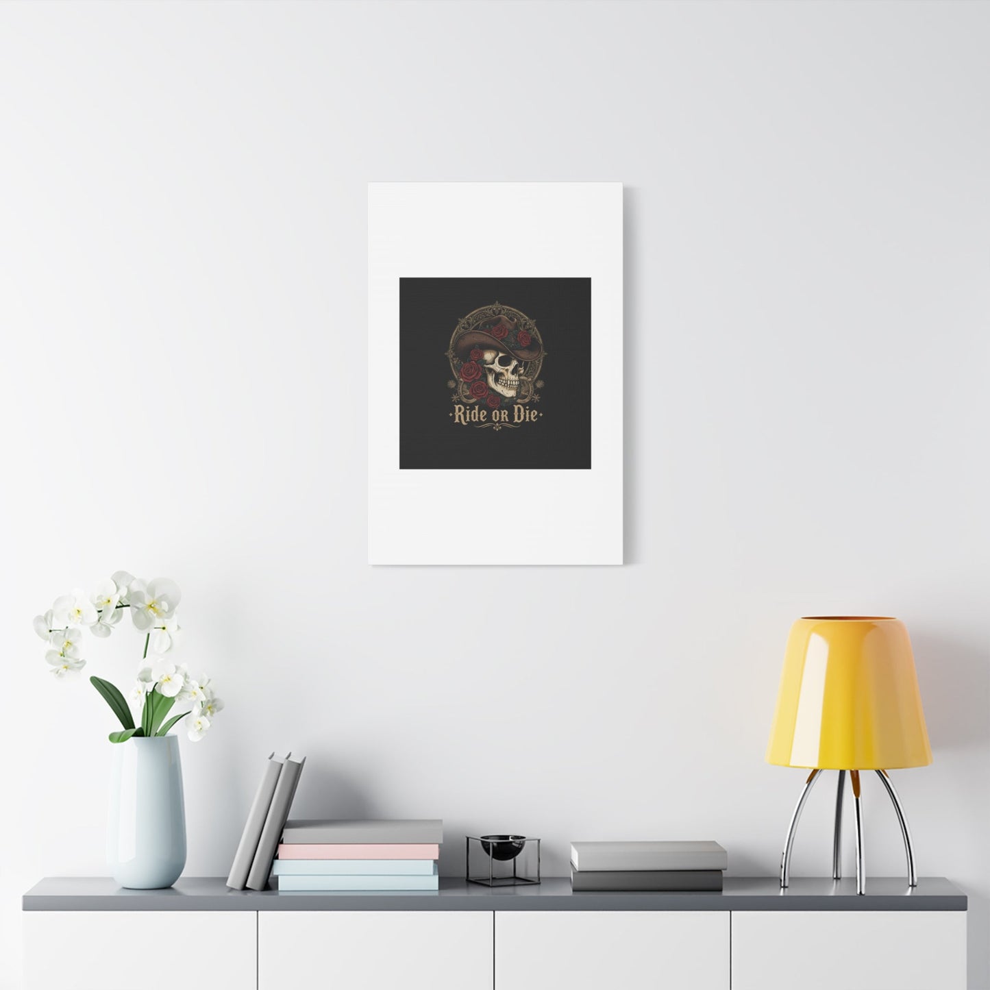 Ride or Die Skull Canvas | Western Skull Art, Gothic Americana
