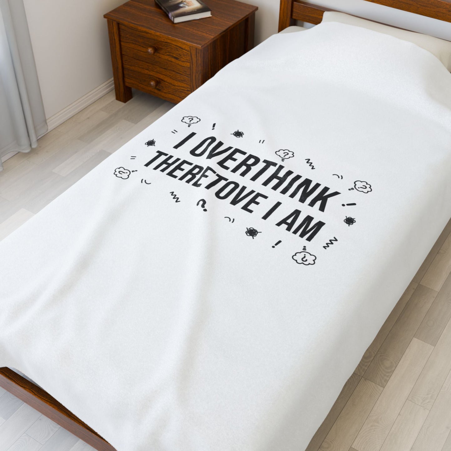 I Overthink Therefore I Am Blanket | Sarcastic Quote, Self-Deprecating Humor