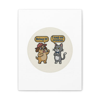 Funny Cat vs Dog Canvas | Pet Rivalry Wall Art
